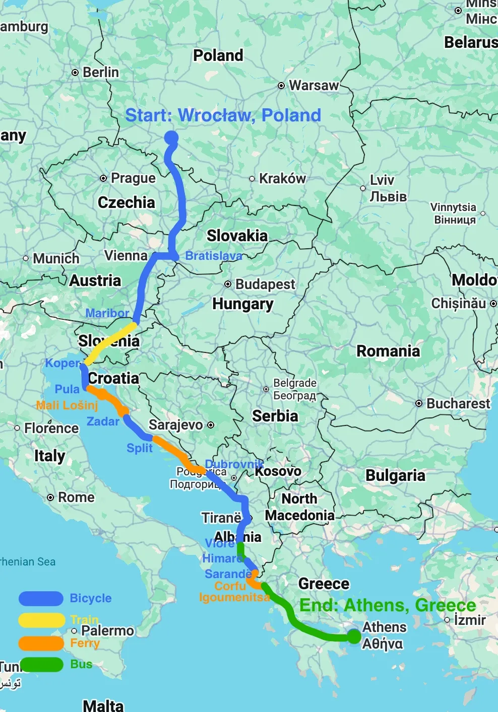 2026 Europe bike tour map