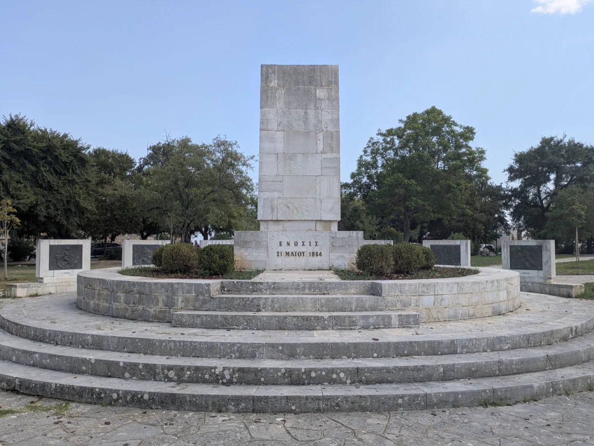 A memorial at Spianada Square