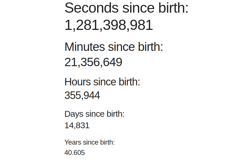 Time Alive - Personal age and time-elapsed calculator in weeks and days